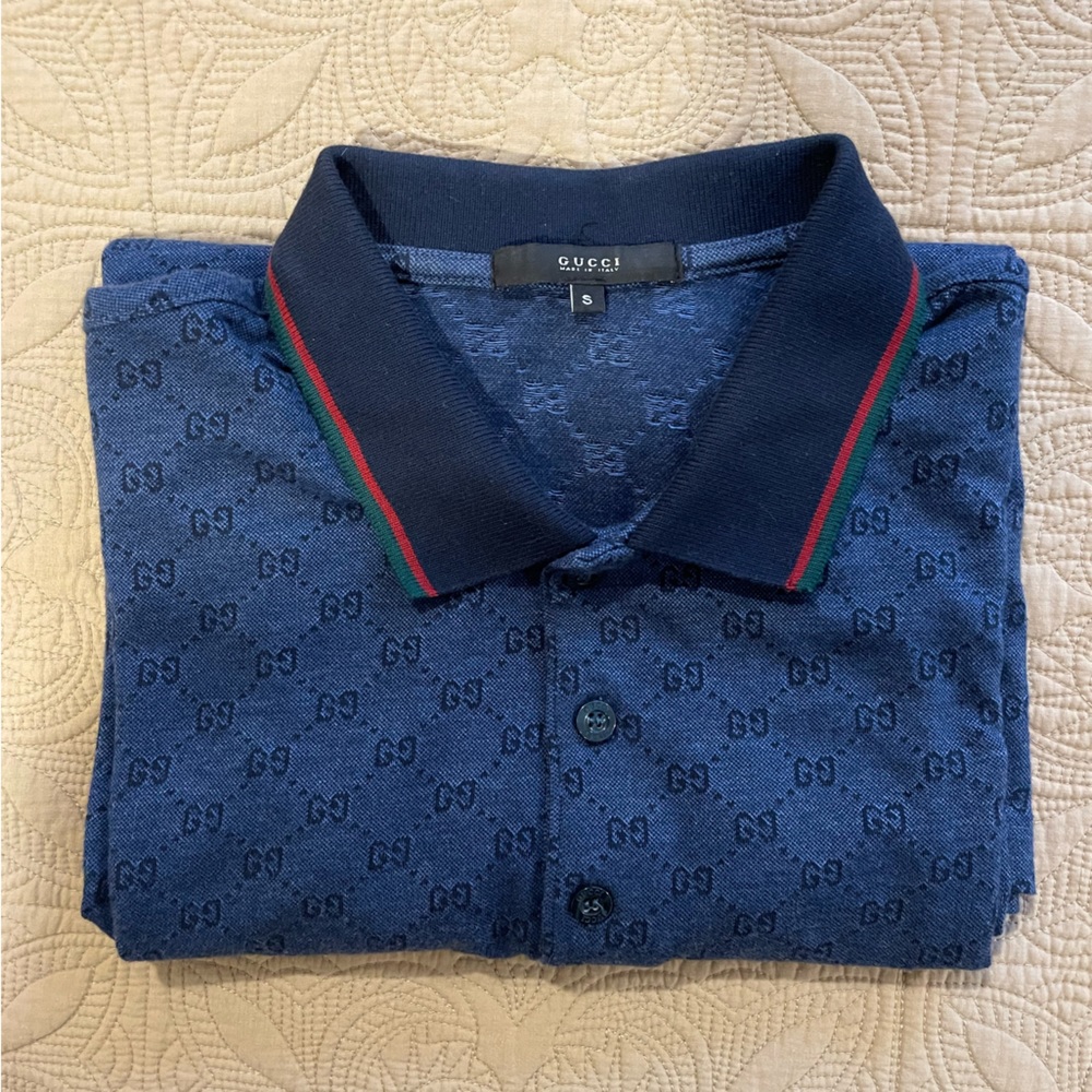 Gucci Monogram Polo Navy/blue men’s small cotton